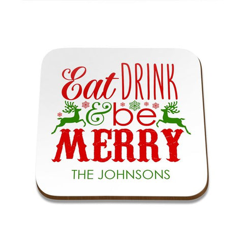 Eat Drink Square Coaster - Set of 4