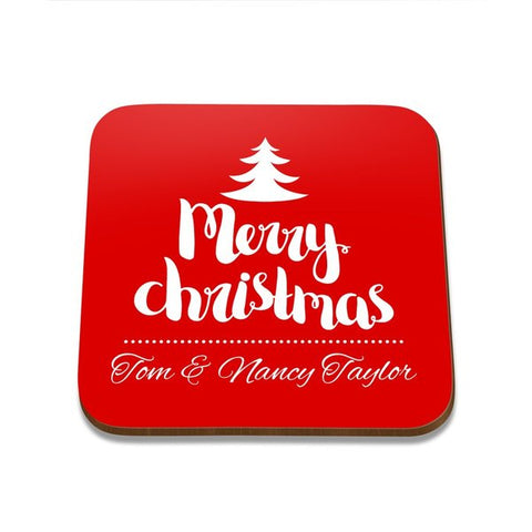 Merry Christmas Square Coaster - Set of 4