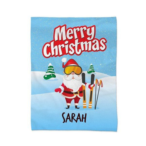 Santa Skiing Blanket - Large