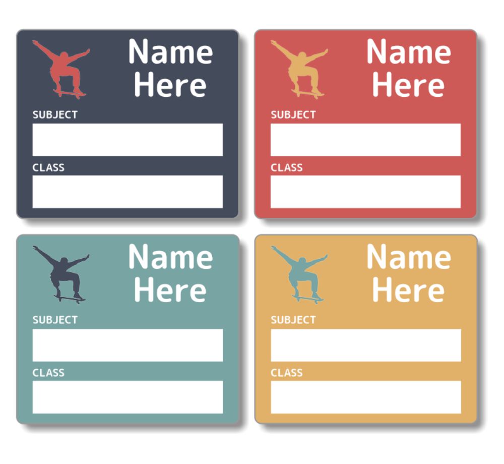 Skater School Book Labels 16pk